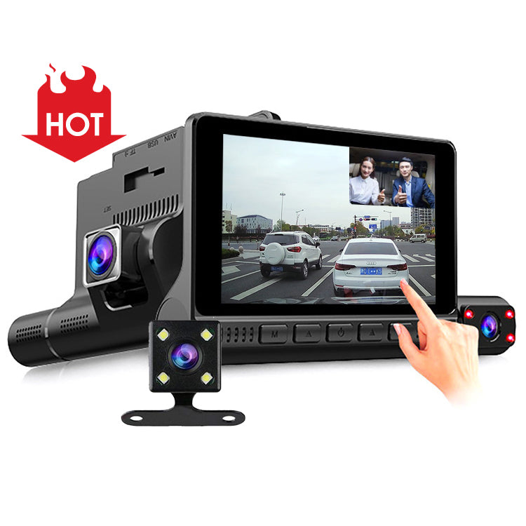 3 Channal dashcam GPS car monitor video camera 1080P Full HD car DVR Reversing Aid black box dual dash cam
