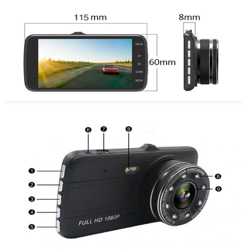 Dash cam car black box dual lens full hd 1080p front and rear  vehicle blackbox dvr LCD Screen