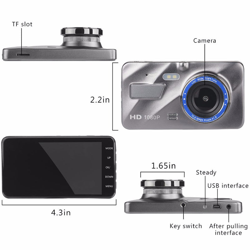 Dual Channel  dash cam  1296P  GPS Microphone recording night vision hidden car front camera reverse camera for cars car black box