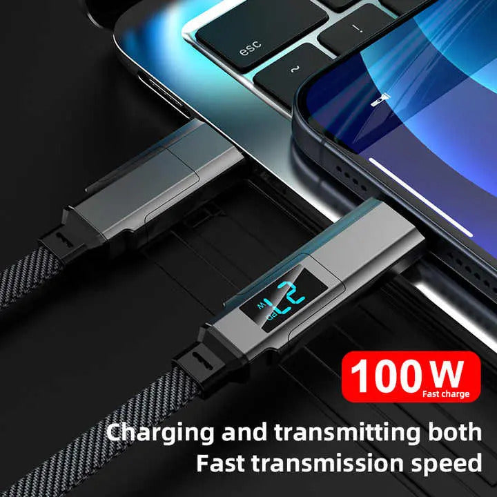 100W 6.5FT USB C Cable, 4-in-1 USB C Lightning Cable, Nylon Braided Fast Charging iPhone iPad Charger Cord [480Mbps Data Sync],Multi Charging Cable for iPhone 16/Pro/Plus/Pro Max,Grey