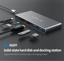 USB C Dock SSD Enclosure, 10 Gbps USB 3.1 Gen 2,USB C Thunderbolt 3 M.2 NVME SATA SSD-4K HDMI,USB2.0,100W PD,SD/TF Card Readers
