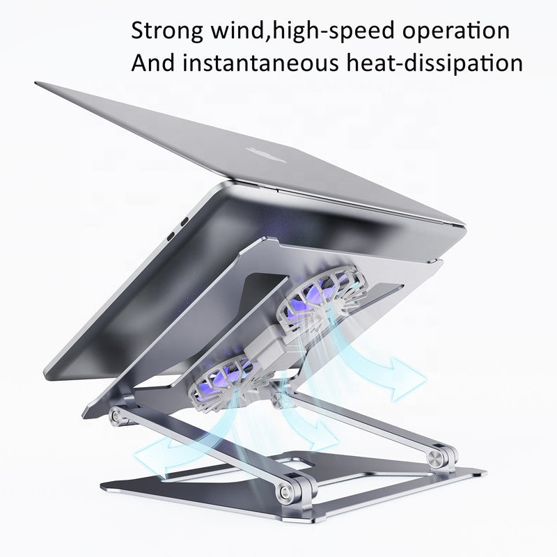 Portable Aluminium Foldable Laptop Stand Adjustable Height Folding Laptop Holder Stand with fan