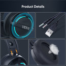 7.1 Surround Stereo LED Wired Audifonos Gamer Gaming Earphones Headset With Microphone ( Color - Black )