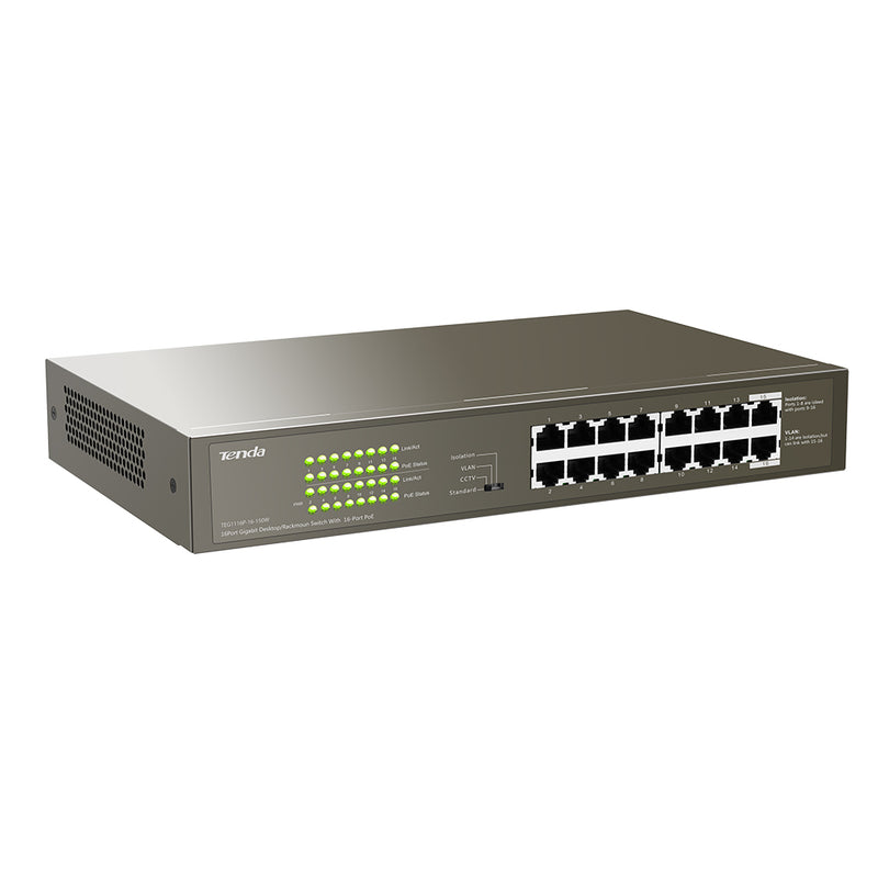 1000M&PoE 16-Port Gigabit Ethernet Switch with 16-Port PoE