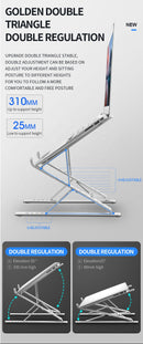 Foldable Portable Multi-Angle 9 Level Adjustable Double- Layer Aluminum Laptop stand holder