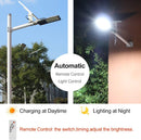 100 W Solar Street Flood Lights Outdoor Lamp, 208 LED White 6500K with Remote Control Dusk to Dawn Security Lighting for Yard, Garden, Gutter