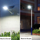 100 W Solar Street Flood Lights Outdoor Lamp, 208 LED White 6500K with Remote Control Dusk to Dawn Security Lighting for Yard, Garden, Gutter