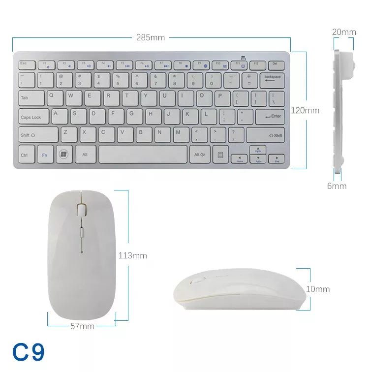 Slim 2.4Ghz Rechargeable Wireless Keyboard Mouse combo set for PC and Tablets Office Home Use