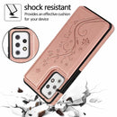 PU Leather Flip Wallet TPU Case with back embossed flower Card Holders magnet button Phone Cases for Samsung S21