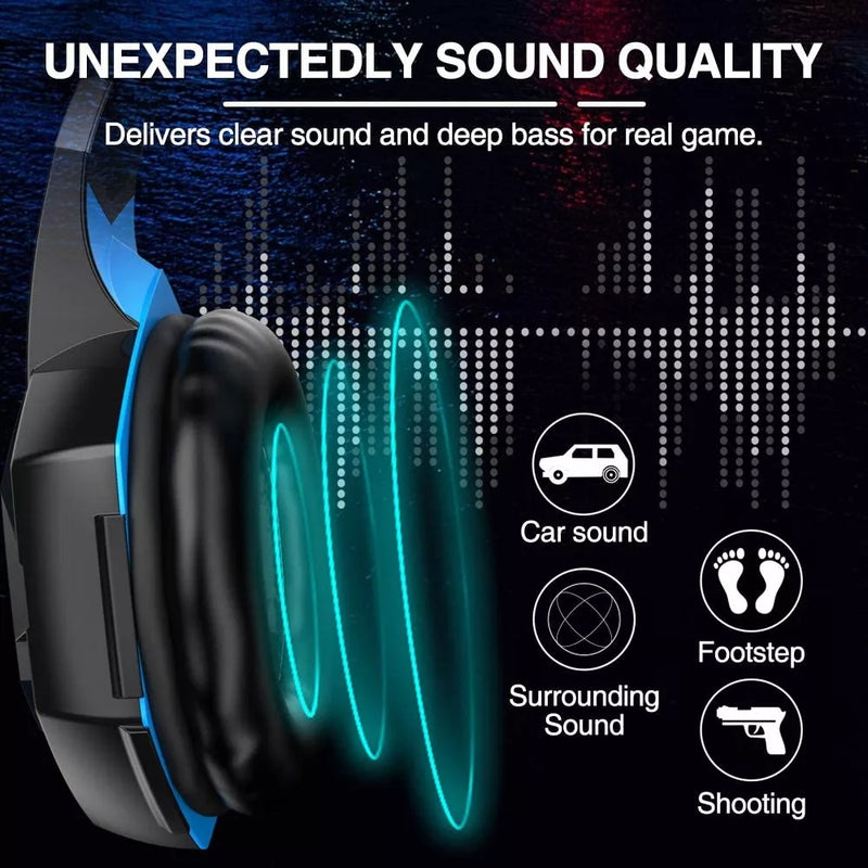 USB Gaming Headset All in One Computer Game Gamer Over Ear Flexible Microphone Volume Control with Mic