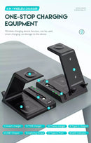 6 in 1 QI wireless foldable phone holder mobile phone PD QC super fast charging mag-safe wire less charger For iPhone Only(Black Color)