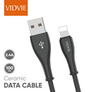 USB A To Lightning 2.4A 100cm Data Cable Military Grade Wiring for iPhone IOS Devices, Soft Silicon Cable Ceramic Plug Material Charging Cord