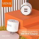 Universal Fast Wall Charger for Mobile Phone, Circle Design Compact Charging Head With USB Lightning Cable High Quality 2.4 Amp Output For fast Charging Including Lightning Cable