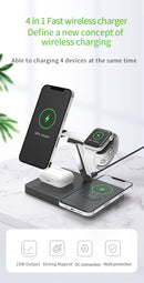 4-in-1 Magnetic Wireless Charger, 15W fast Mag-Safe Charging Station for iPhone 12 series, iWatch s2 to SE & Samsung Galaxy Series ,Earbuds