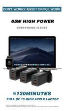 65 Watt USB C Charger,TriplePort Intelligent Chip Superfast 65W 3-Port PPS Fast Charger Adapter, Foldable Compact Charger for Intelligent output Current Unlimited  Compatibility Charger 3 Device at Same time Best In class Quality