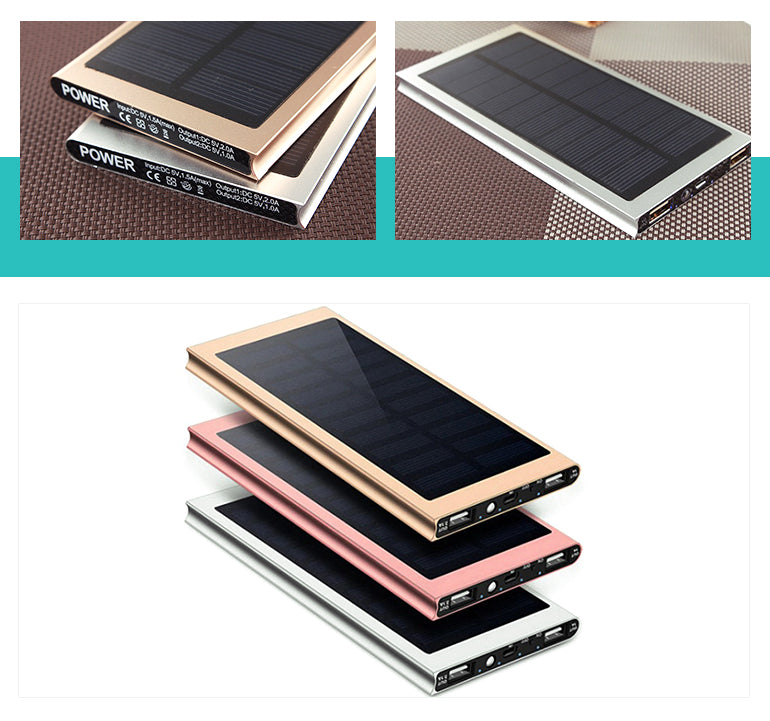 Portable Mobile Cell Phone Ultra Slim Power Bank Solar Charger with Dual USB 10000MAH